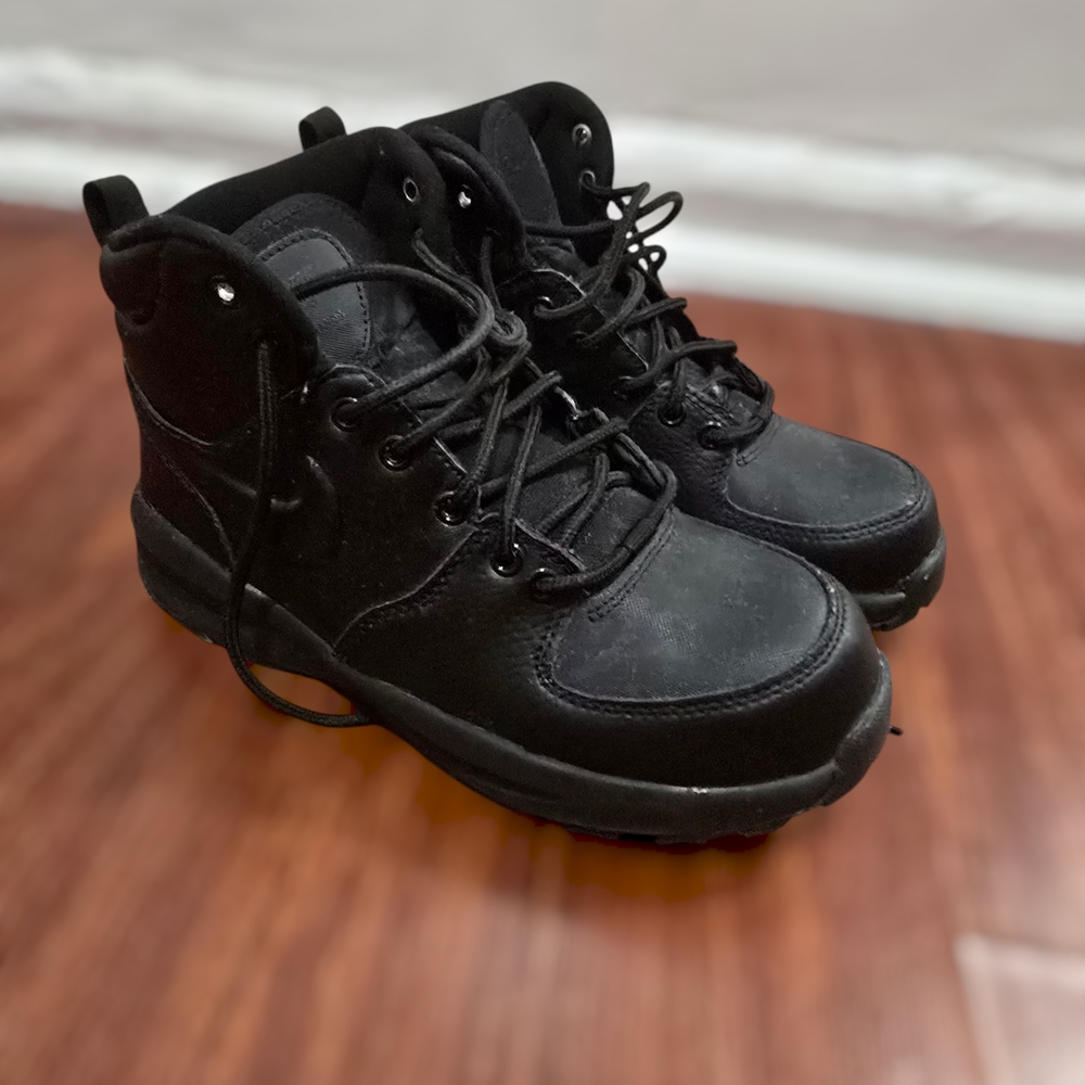 Black Combat Boots with Padded Ankle and Chunky Sole